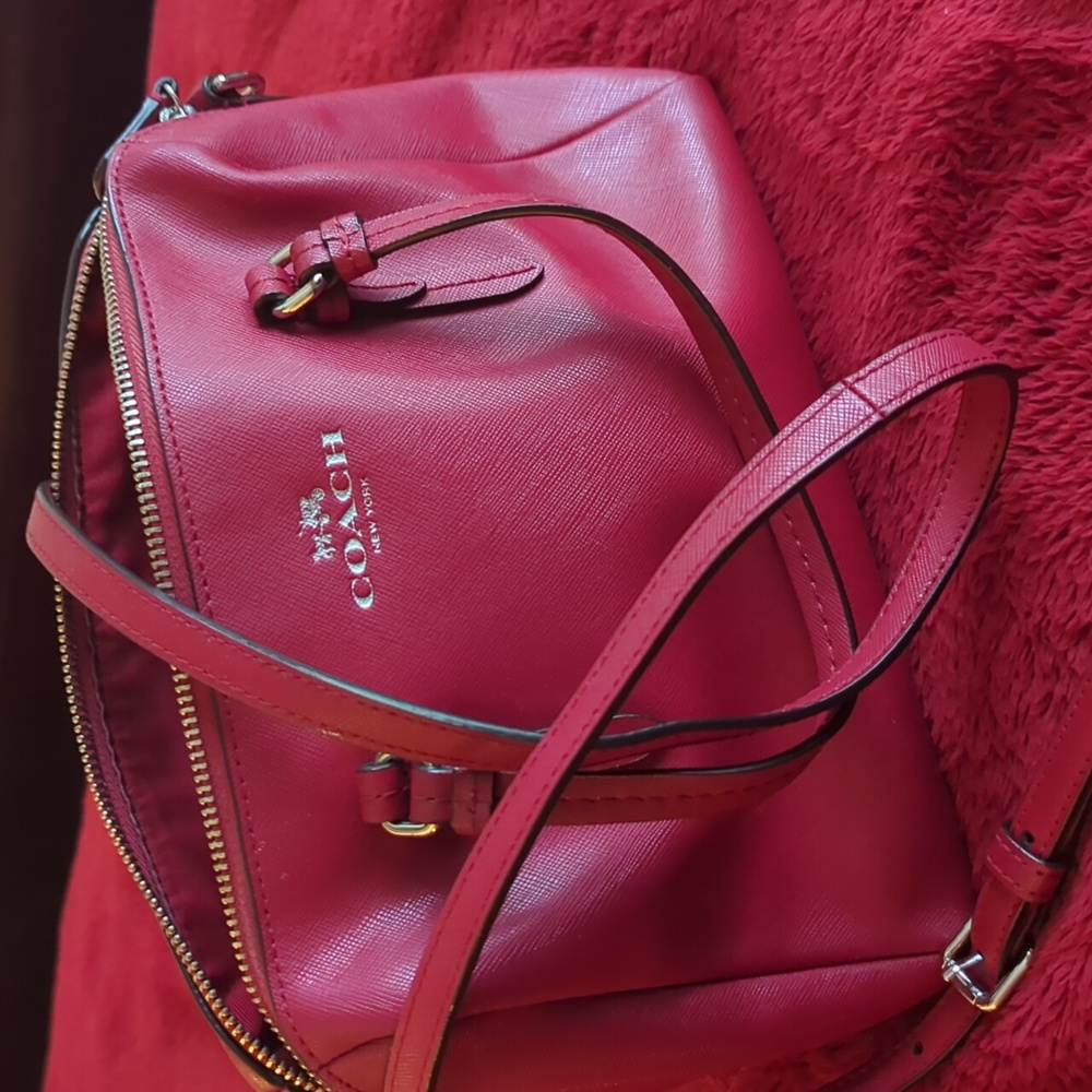 Coach Red Leather Satchel - Picture 3 of 3